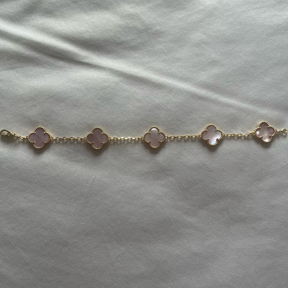 Van Cleef & Arpels Gold and Pink Clover Bracelet
